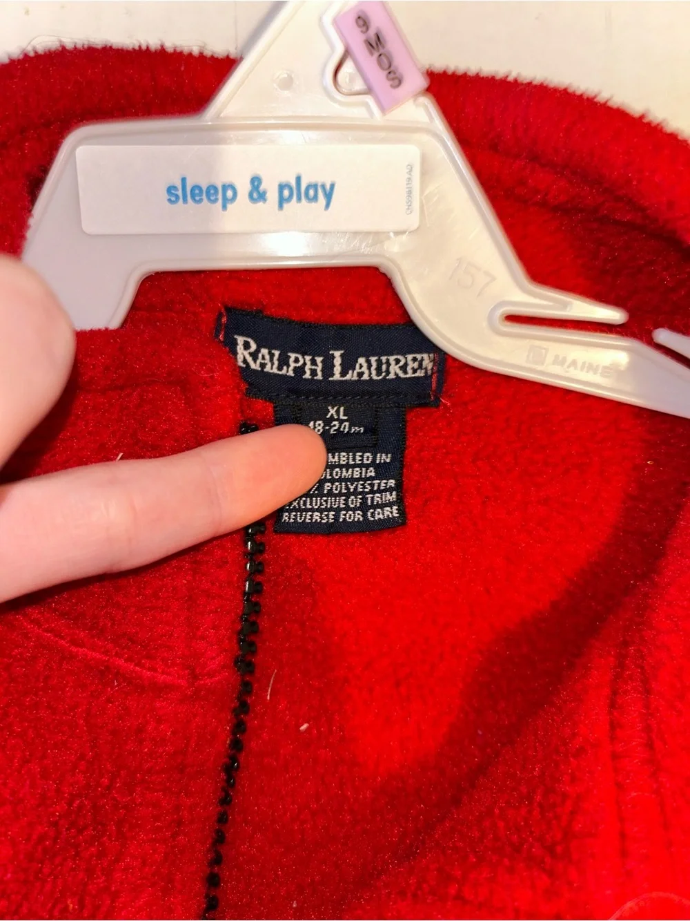 Ralph Lauren Red Fleece Zip-Up Jacket for Toddler 18-24 Months